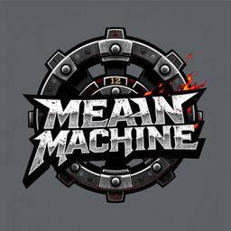 A bold and striking logo for a hard rock band named 'Mean Machine', featuring sharp, aggressive lettering that evokes a sense of power and energy