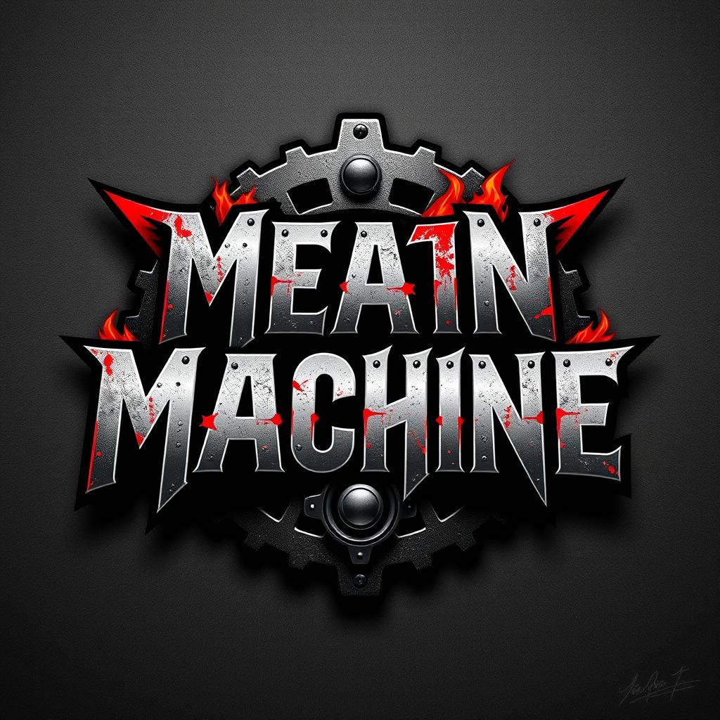 A bold and striking logo for a hard rock band named 'Mean Machine', featuring sharp, aggressive lettering that evokes a sense of power and energy