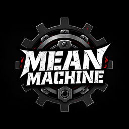 A bold and striking logo for a hard rock band named 'Mean Machine', featuring sharp, aggressive lettering that evokes a sense of power and energy