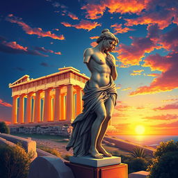 A vibrant and captivating illustration depicting ancient Greece and its sexual culture