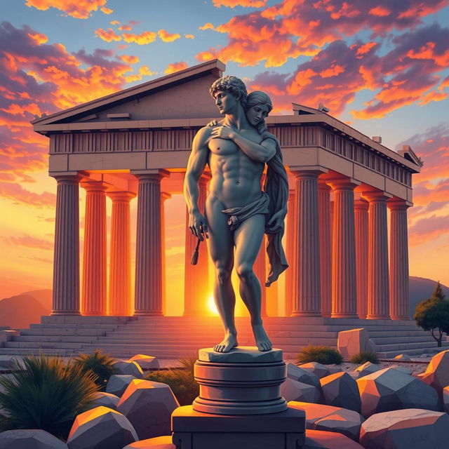 A vibrant and captivating illustration depicting ancient Greece and its sexual culture