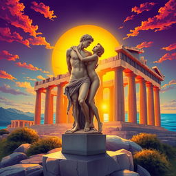 A vibrant and captivating illustration depicting ancient Greece and its sexual culture