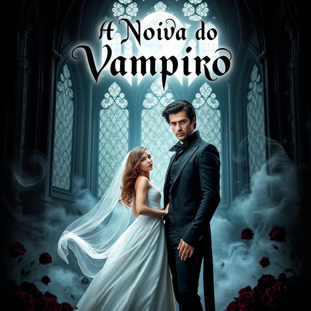 A captivating book cover for a Dark Romance titled 'A Noiva do Vampiro'