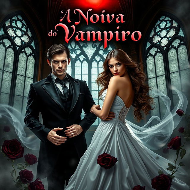 A captivating book cover for a Dark Romance titled 'A Noiva do Vampiro'