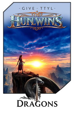 A captivating movie cover featuring an epic fantasy scene, with a heroic woman warrior in glittering armor brandishing a sword, standing on a cliff overlooking a mystical landscape filled with floating islands and a glowing sunset