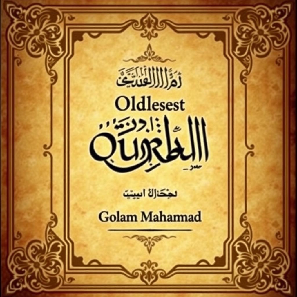 Design an image of a book titled 'Oldest Manuscript of Quran' authored by Golam Mahammad