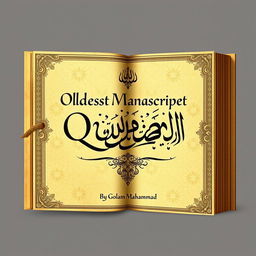 Design an image of a book titled 'Oldest Manuscript of Quran' authored by Golam Mahammad