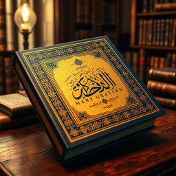 A captivating representation of the book 'Oldest Manuscript of Quran' authored by Golam Mahammad, featuring an elegantly designed cover adorned with intricate Islamic patterns, rich gold and blue colors
