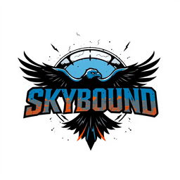 A striking logo for a hard rock band named 'Skybound'