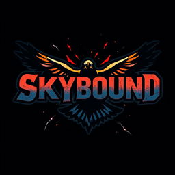 A striking logo for a hard rock band named 'Skybound'