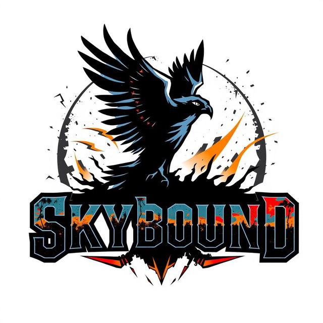 A striking logo for a hard rock band named 'Skybound'