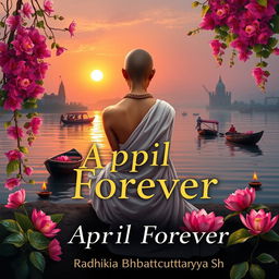 A vibrant and realistic book cover featuring a slim, slender woman's back dressed in a white flowing sari, with a tonsured head and no jewellery