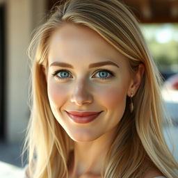 A hyper-realistic portrait of a woman with long, flowing blonde hair