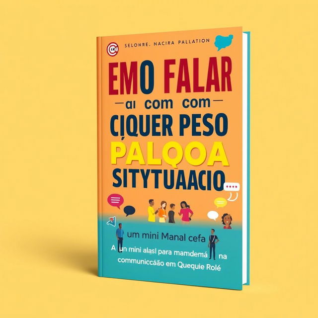 A stylish book cover design featuring bold typography that reads 'Como Falar com Qualquer Pessoa em Qualquer Situação: Um Mini Manual para Mandar Bem na Comunicação em Qualquer Rolê'