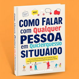 A stylish book cover design featuring bold typography that reads 'Como Falar com Qualquer Pessoa em Qualquer Situação: Um Mini Manual para Mandar Bem na Comunicação em Qualquer Rolê'