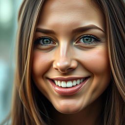 A highly realistic portrait of a woman, showcasing her facial features in intricate detail
