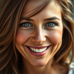 A highly realistic portrait of a woman, showcasing her facial features in intricate detail