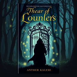 A captivating book cover design featuring a mystical forest at twilight, with glowing, ethereal lights floating among the trees