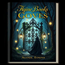 A captivating book cover design featuring a mystical forest at twilight, with glowing, ethereal lights floating among the trees