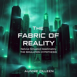 A stunning book cover for a non-fiction science-backed book titled 'The Fabric of Reality: Investigating the Simulation Hypothesis'