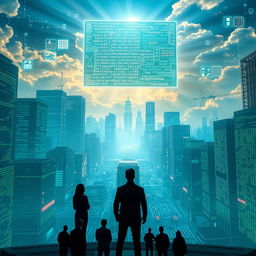 A thought-provoking scene depicting the idea that our reality is a computer simulation