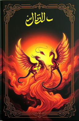 A captivating book cover featuring mystical jinn, illustrated in deep warm colors like amber, gold, and dark black