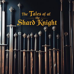A stunning wall of various swords, each featuring intricate and detailed pommels, showcasing exquisite craftsmanship and unique designs