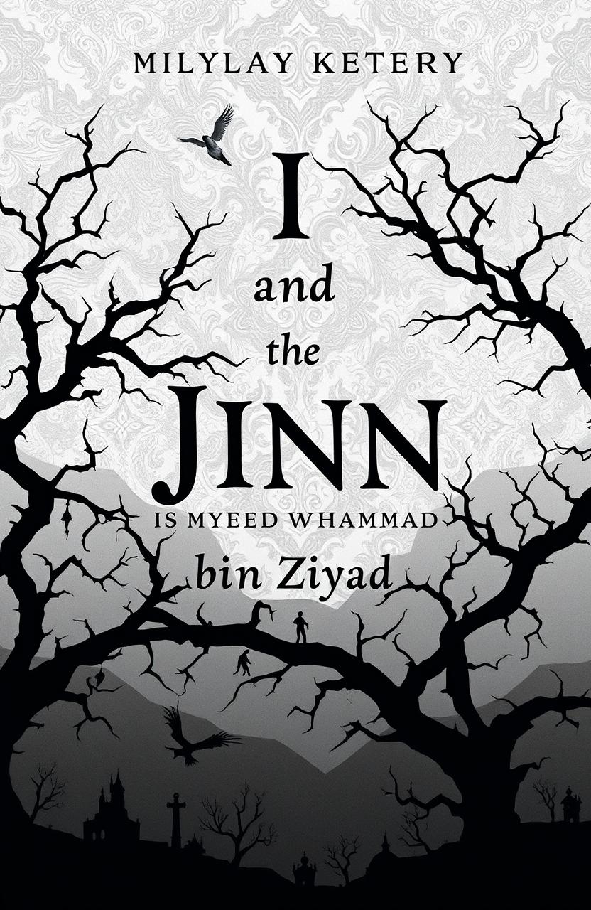 A mysterious book cover design featuring the title 'I and the Jinn is Muhammad bin Ziyad'