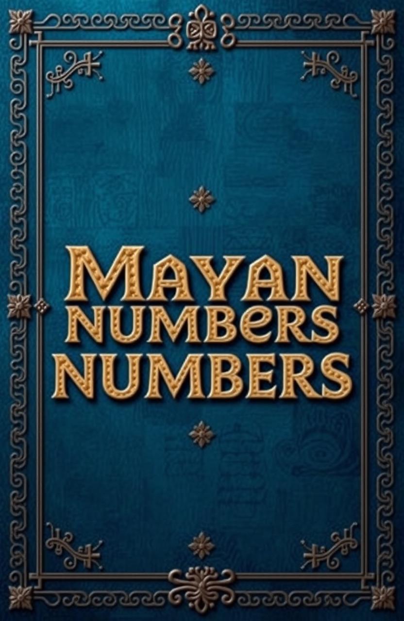 A visually stunning cover for a book about Mayan numbers, featuring intricate Mayan glyphs and symbols that represent various numerical values