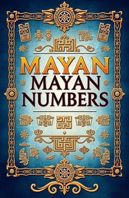 A visually stunning cover for a book about Mayan numbers, featuring intricate Mayan glyphs and symbols that represent various numerical values