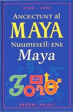 A book cover depicting an ancient Maya number system with vibrant Maya numerals illustrated artistically on a rich blue background
