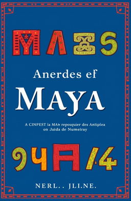A book cover depicting an ancient Maya number system with vibrant Maya numerals illustrated artistically on a rich blue background