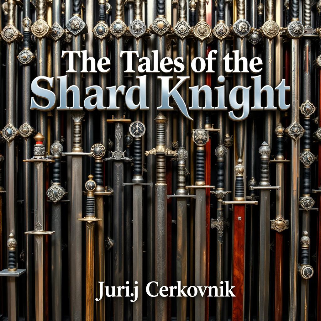A striking wall composed entirely of swords, each adorned with intricate and artistically crafted pommels that showcase diverse designs