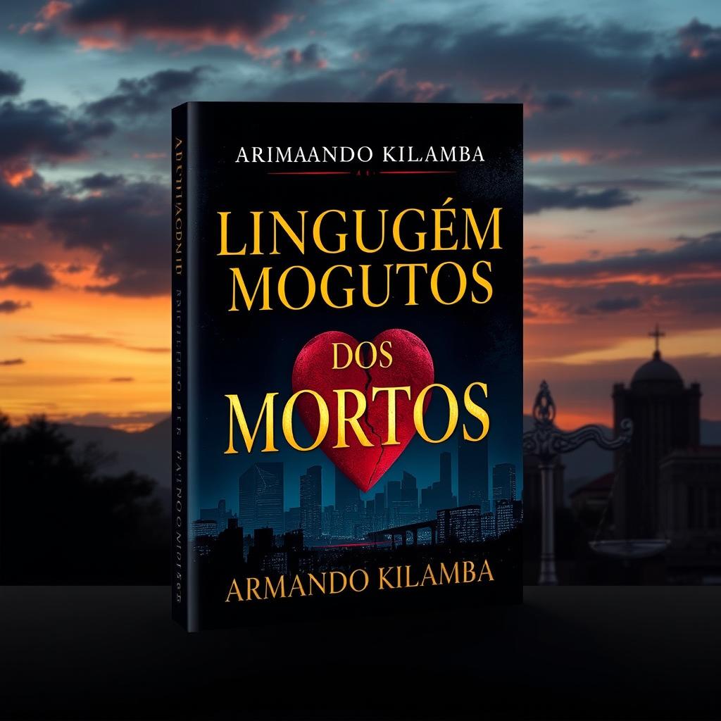 A captivating book cover design for a romance mystery novel titled "Linguagem dos Mortos" with a subtitle "Prosticídio" by the author Armando Kilamba