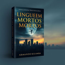 A captivating book cover design for a romance mystery novel titled "Linguagem dos Mortos" with a subtitle "Prosticídio" by the author Armando Kilamba