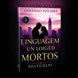 A stunning book cover design for a romance mystery novel titled "Linguagem dos Mortos" with a subtitle "Prosticídio" by the author Armando Kilamba