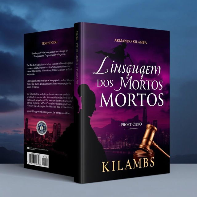 A stunning book cover design for a romance mystery novel titled "Linguagem dos Mortos" with a subtitle "Prosticídio" by the author Armando Kilamba