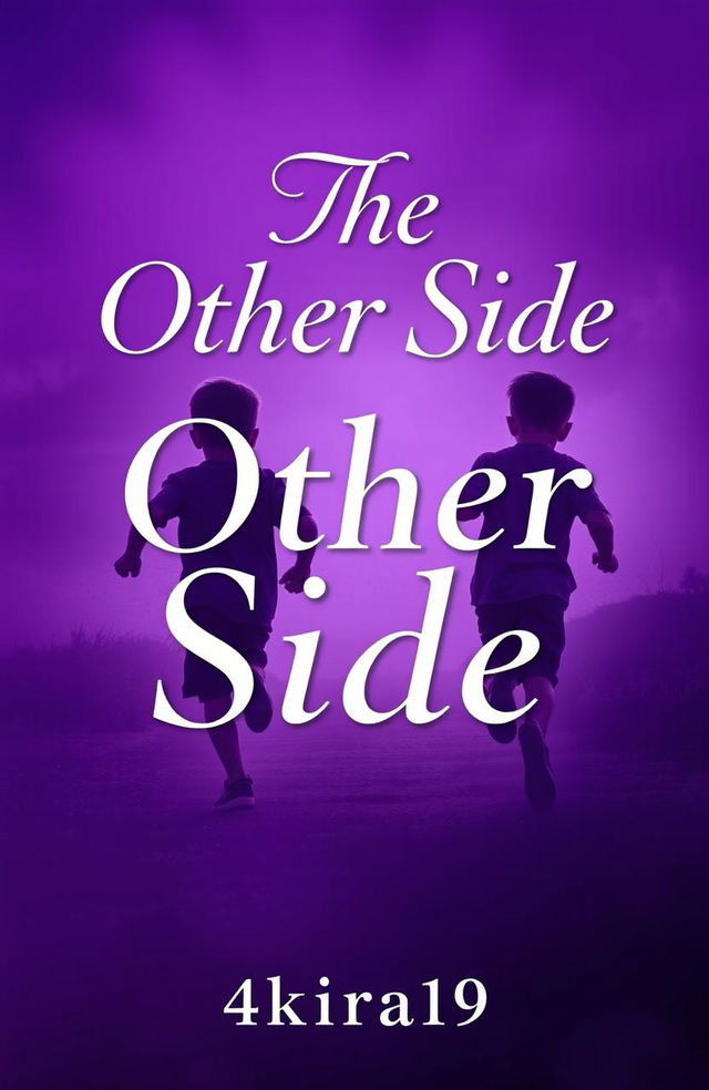 A captivating book cover design in shades of purple, featuring two young boys running in the background, conveying a sense of adventure and freedom