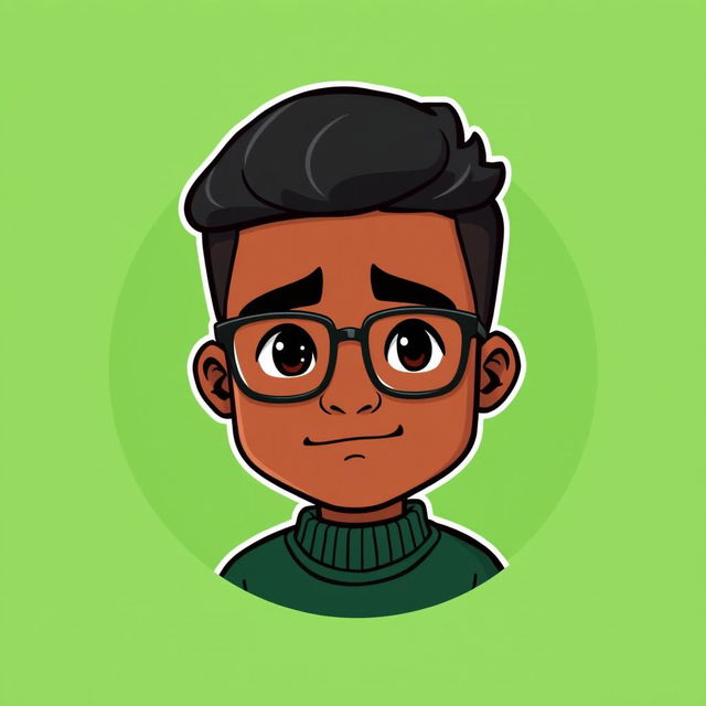 A cartoon logo design featuring a mini figure of a clean-shaven young black man in his early 20s