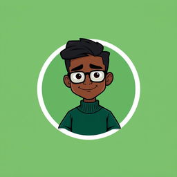 A cartoon logo design featuring a mini figure of a clean-shaven young black man in his early 20s