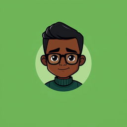 A cartoon logo design featuring a mini figure of a clean-shaven young black man in his early 20s