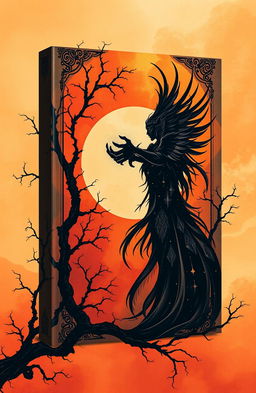 A mystical book cover featuring the theme of jinn, illustrated with warm colors dominating the background
