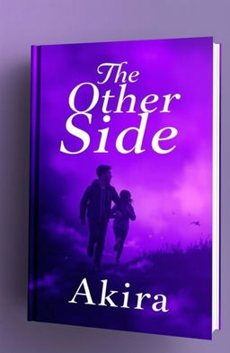 A captivating book cover design in shades of purple, featuring two teenagers running in the background, capturing a sense of freedom and adventure