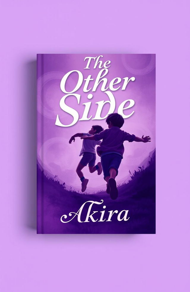 A book cover design featuring shades of purple, with two boys running in the background, capturing a sense of adventure and freedom