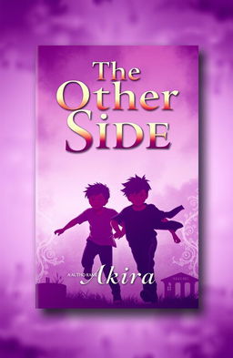 A book cover design featuring shades of purple, with two boys running in the background, capturing a sense of adventure and freedom