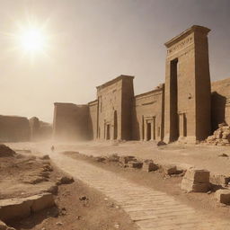 By the next day, the vibrant landscapes surrounding the Pharaoh's palace wilt under the scorching, relentless sun as a long and severe drought - a divine wrath - befalls Pharaoh and his followers.