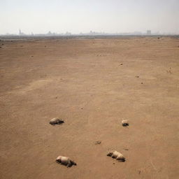 The vast fields surrounding the Pharaoh's cityscape bear a grim sight: lifeless bodies of livestock lie scattered under the relentless sun, victims of the searing drought that has seized the land.