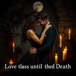 A dramatic and romantic scene symbolizing love that lasts until death
