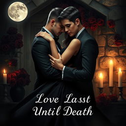 A dramatic and romantic scene symbolizing love that lasts until death