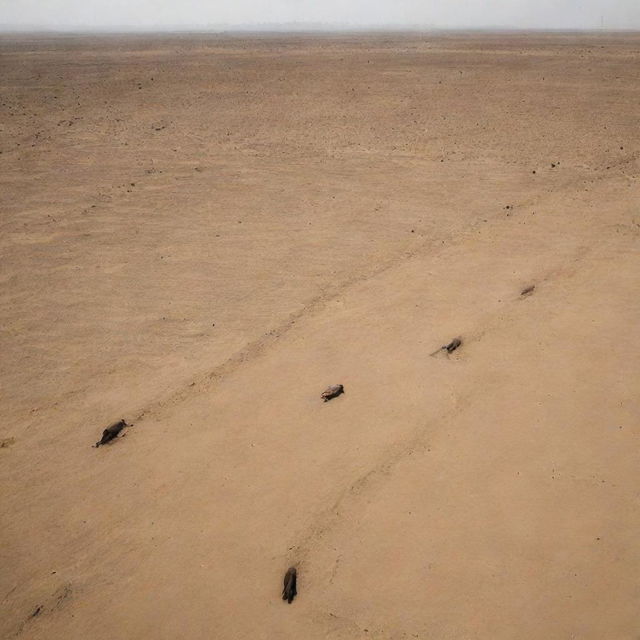 The vast fields surrounding the Pharaoh's cityscape bear a grim sight: lifeless bodies of livestock lie scattered under the relentless sun, victims of the searing drought that has seized the land.